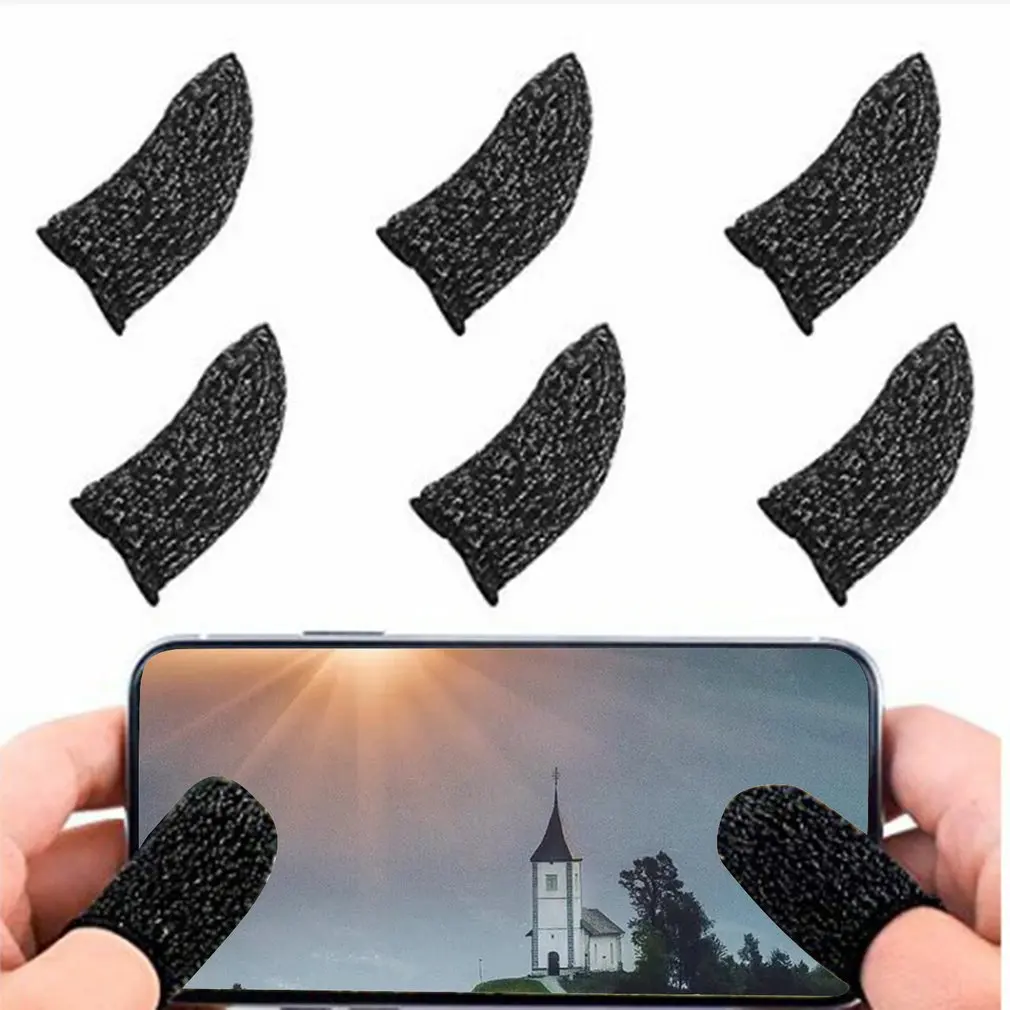 

6 Pieces Finger Cover Game Controller For PUBG Sweat Proof Sensitive Non-Scratch Touch Screen Gaming Finger Thumb Sleeve Glove