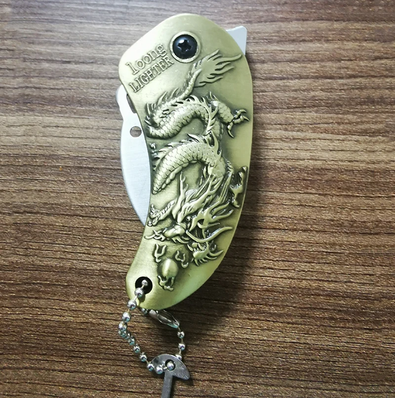 Креативная металлическая зажигалка с черепом газовая ветрозащитная ножом