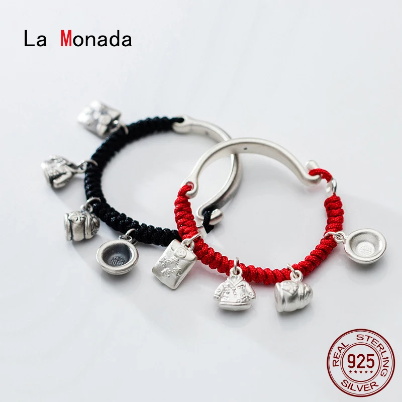

La Monada детские красные нити для ручного 925 пробы Серебряный Браслет красная веревочная нить браслеты для девочек Серебро 925 для мальчиков и д...