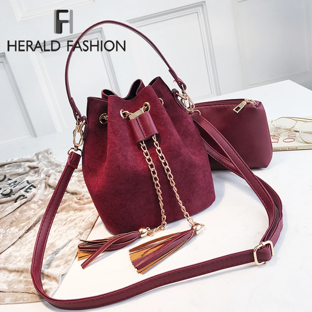 Высококачественные женские замшевые сумки на плечо мешки с кисточками для