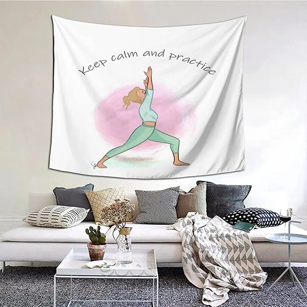 

Keep Calm And Practice Yoga 3d Boutique Decorative Wall Tapestry Pop Art Retro Micro Microfiber Home Decoration