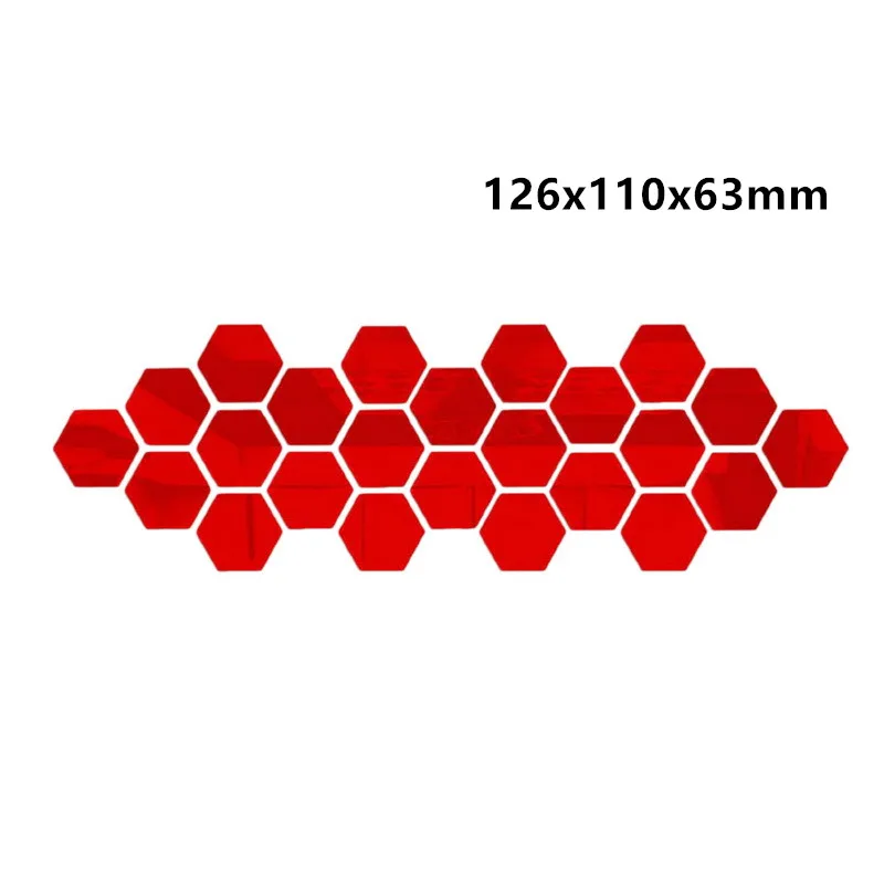 126x110x63mm Red 12 шт./компл. многоцветный 3D наклейки на стену с шестигранной головкой зеркало DIY домашний Декор зеркало наклейки для украшения Искусство украшения стены наклейки 7 - Цвет: 126x110x63mm Red