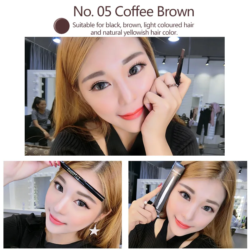 Coffee Brown Бренд LAMILEE, тинт для бровей, косметика, натуральная, стойкая краска, тату, для бровей, водостойкий, черный, коричневый, карандаш для бровей, макияж, набор - Цвет: Coffee Brown