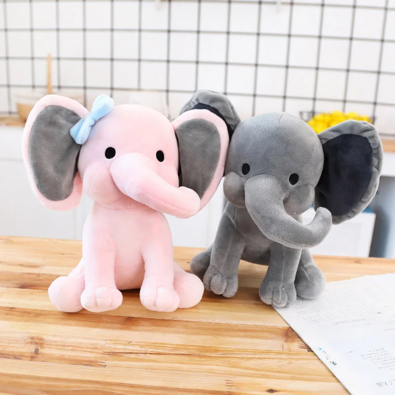 Elephant Plush Toys Baby Room Decorative Stuffed Dolls for Slepping 25cm Kawaii Animal Child Kids Plushiies Toy Pink Grey Doll