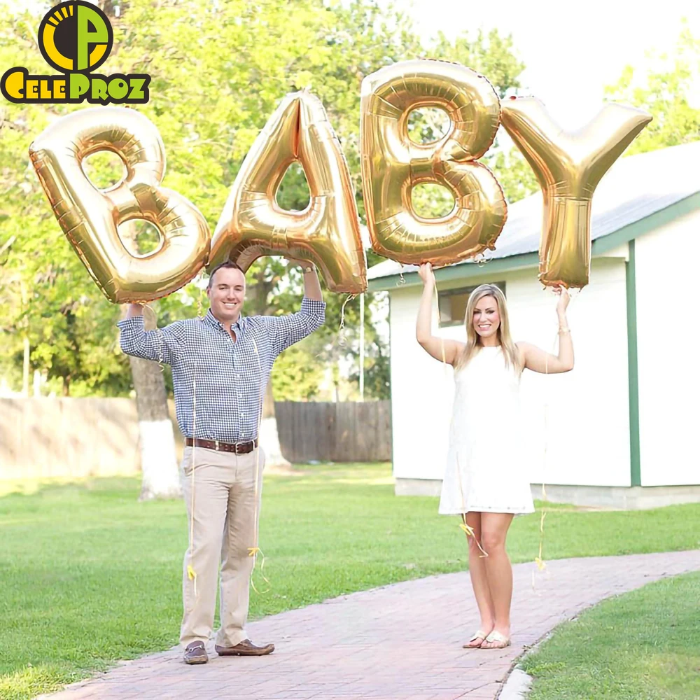 16Inch 32Inch Aluminum Foil Balloons Golden Silver Letter Balloon Wedding Happy Birthday Decoration Baby Shower Party Supplies | Дом и сад