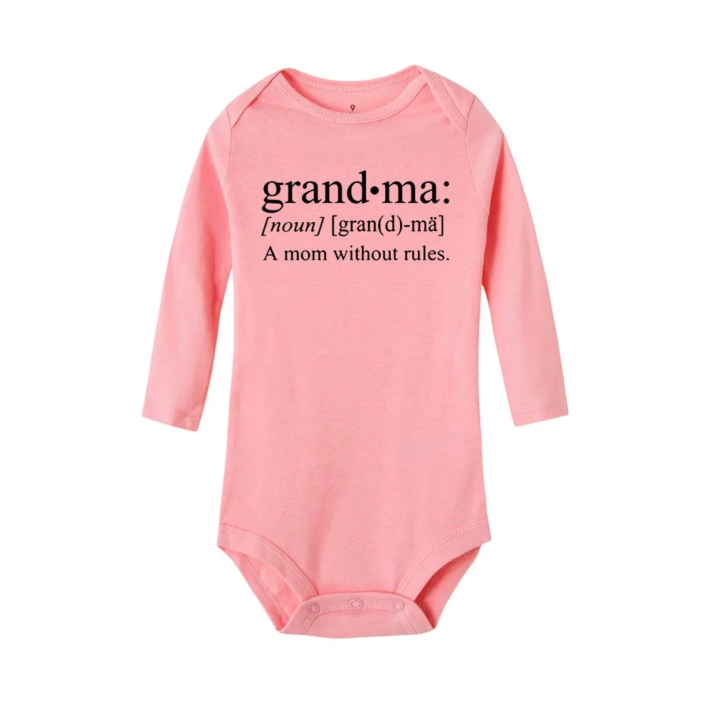 Лидер продаж; повседневная одежда для маленьких мальчиков с надписью «Grandma A Mom»; детские комбинезоны с длинными рукавами; хлопковая одежда для новорожденных девочек; комбинезон
