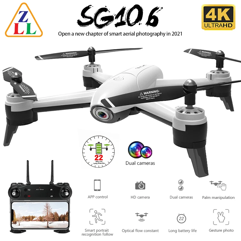 Квадрокоптер ZLL SG106 Радиоуправляемый с оптическим потоком Wi Fi 4K 1080P