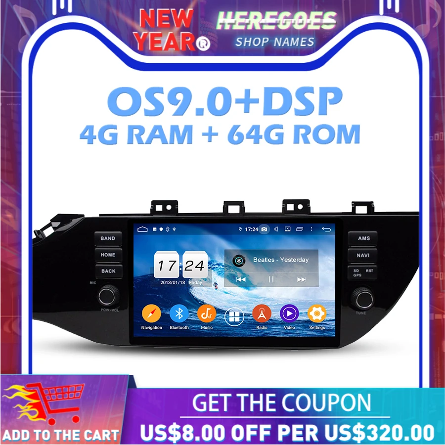 IPS DSP Android 10 0 4 Гб 64 ПЗУ 8 ядерный автомобильный DVD плеер Wifi 4G Bluetooth4.2 радио GPS карта