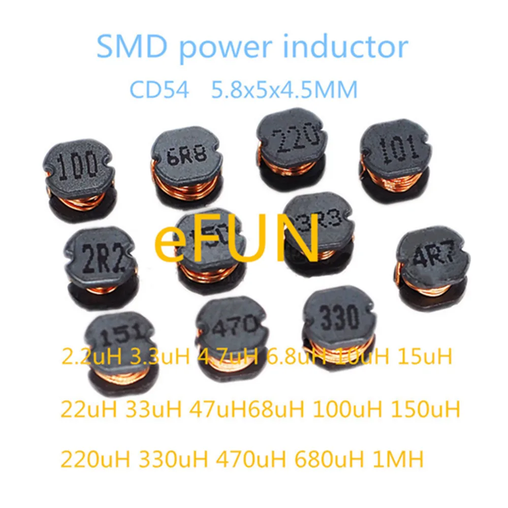 20 шт./пакет SMD Силовые индукторы CD54 5 8x5x4 мм 47 мкГн 68 100 150 220 330 470 680мкгн 1MH|Индукторы| |