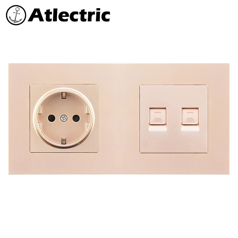 Atlectric DE EU RU стандартная настенная розетка RJ45 компьютерный порт данных двойной с