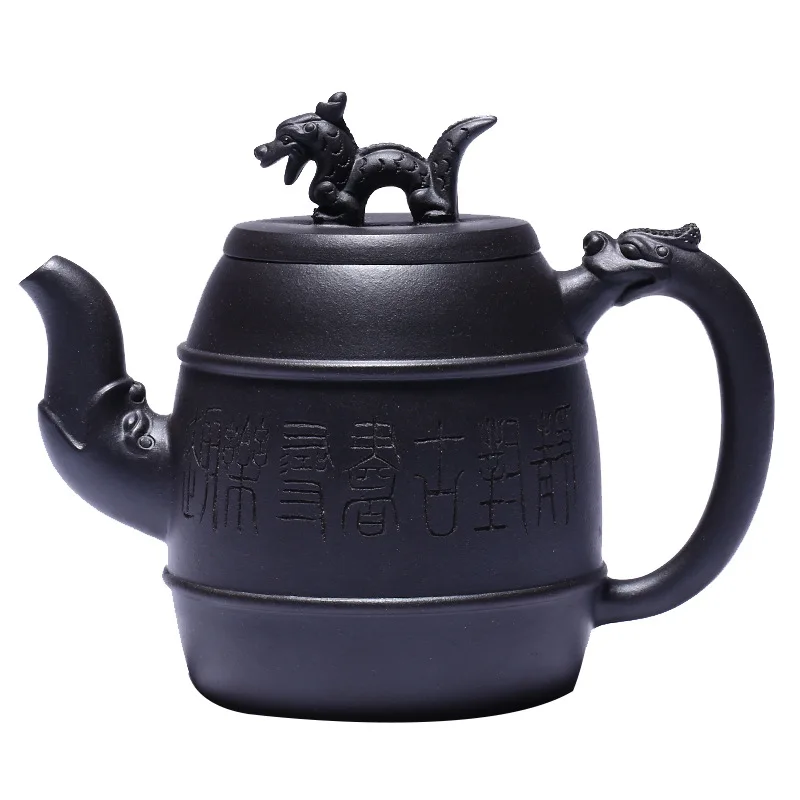 

Yixing Zisha pot raw ore black mud gaolongzun tea set gift