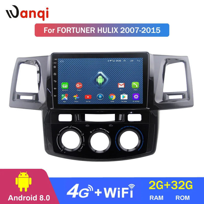 4G Lte All Netcom WANQI 9 1 Автомобильный gps мультимедийный видеоплеер для Toyota 2007 2015 fortuner hulix