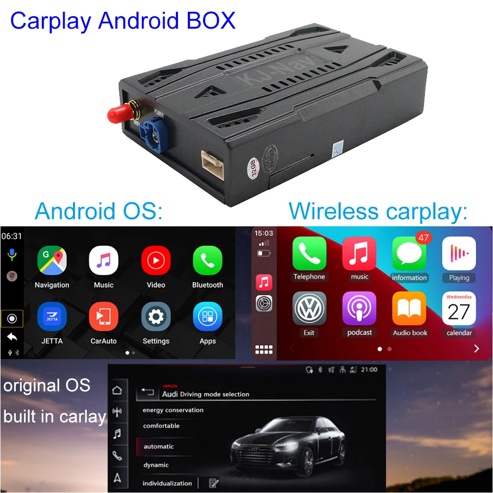 Беспроводной автомобильный мультимедийный плеер Carplay Android Ai Box 9 0 Mirror link для