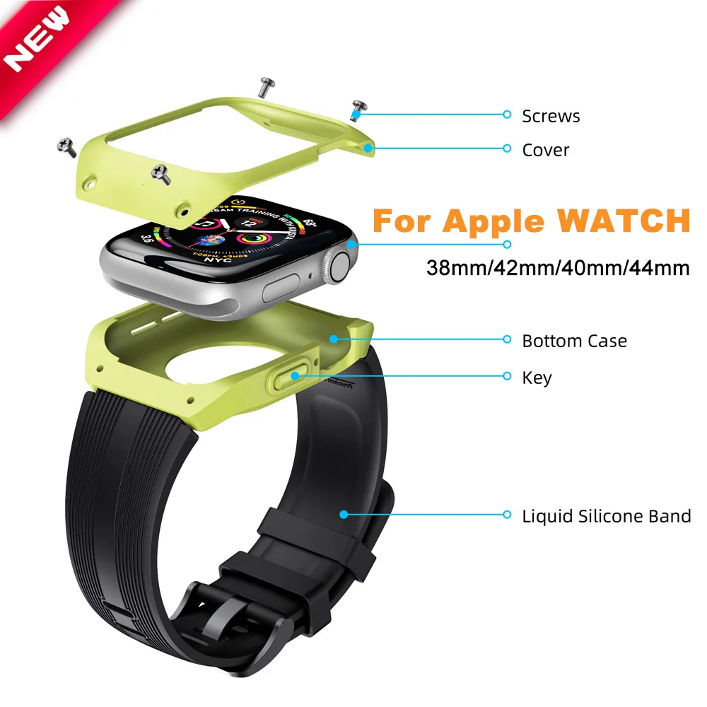 Ремешок с чехлом для Apple Watch 5 Band 40 мм/44 мм дизайнерский браслет iWatch 38 мм/42 Series 4 3 2