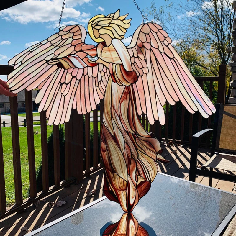 

Акриловый кулон в виде ангела, креативное настенное украшение, украшение для дома, сада, окна, крыльца, поделки, орнамент