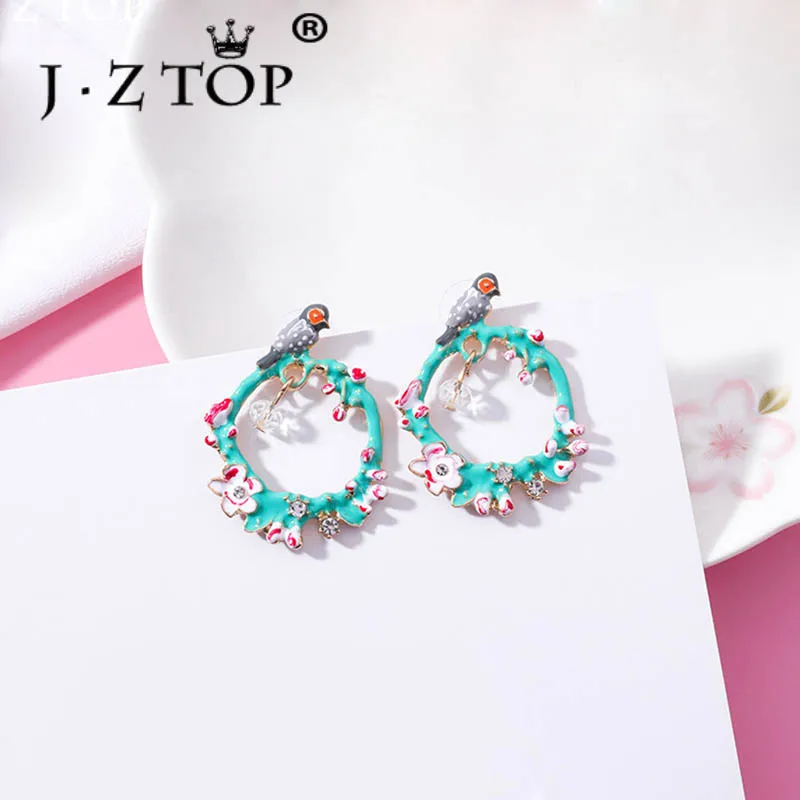 JZTOP 2019 Модные женские длинные серьги гвоздики очаровательные эмалевые в виде