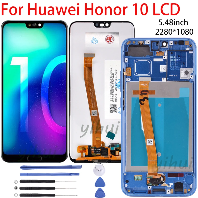 

Новинка ML1 2022 100% протестированный для Huawei Honor 10 ЖК-дисплей сенсорный экран оригинальный зеркальный для HONOR 10 ЖК-экран со сканером отпечатков ...