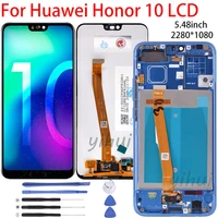 100 tested for huawei honor 10 lcd display touch screen original col l29 for honor 10 lcd screen with fingerprint lcd
