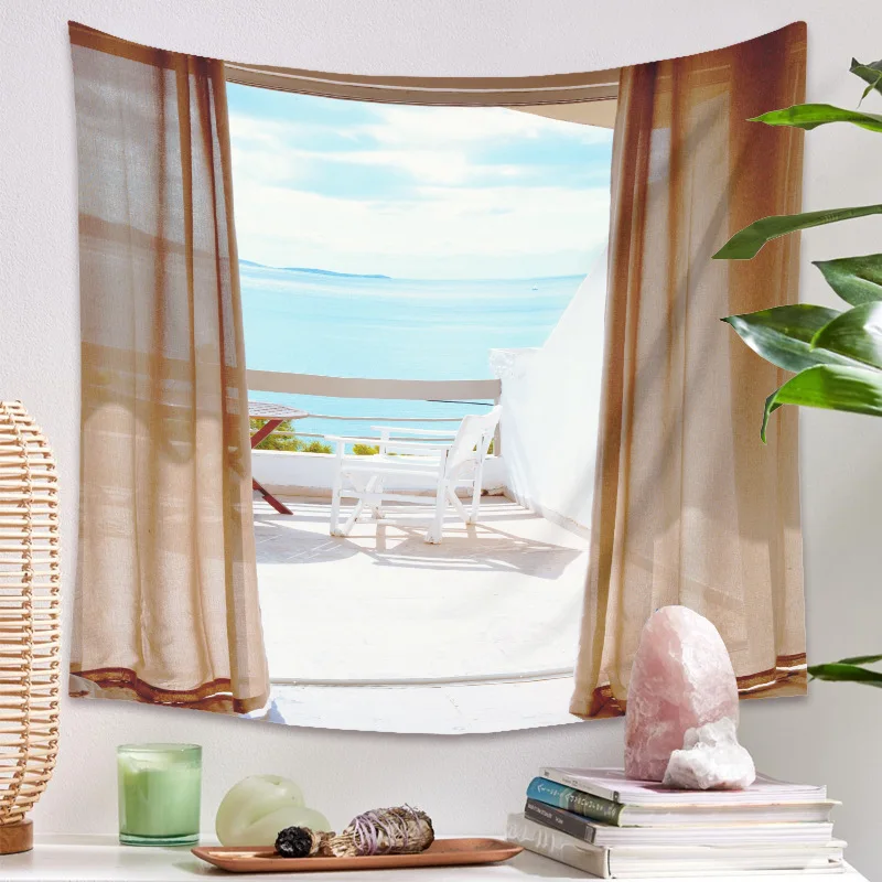 Настенный гобелен с рисунком подоконника подвесная ткань в скандинавском стиле