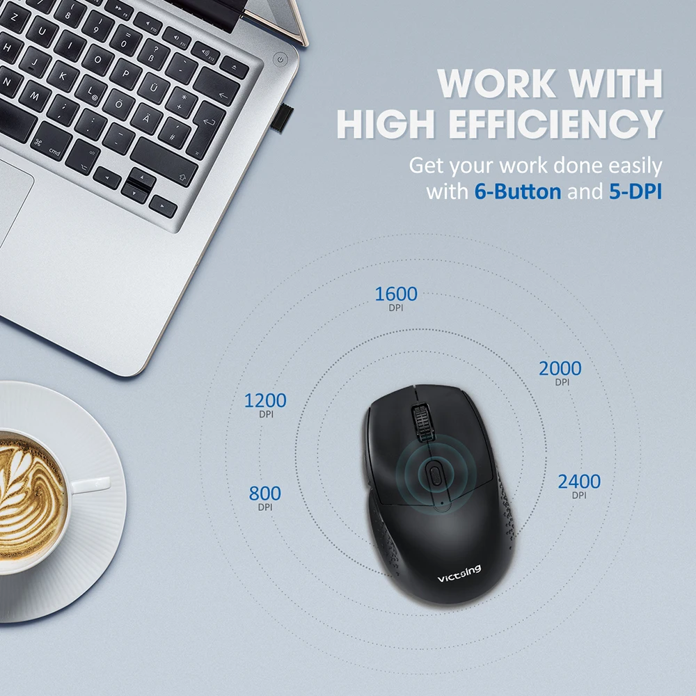 victsing pc262 2 4g wireless mouse rechargeable computer mouse adjustable 2400 dpi silent usb optical cordless mice for laptop free global shipping
