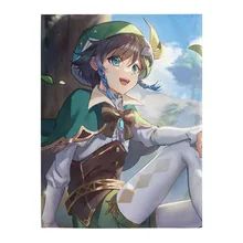 Genshin Manta de impacto de franela para cama, colcha suave de invierno, cómoda, a cuadros (2)