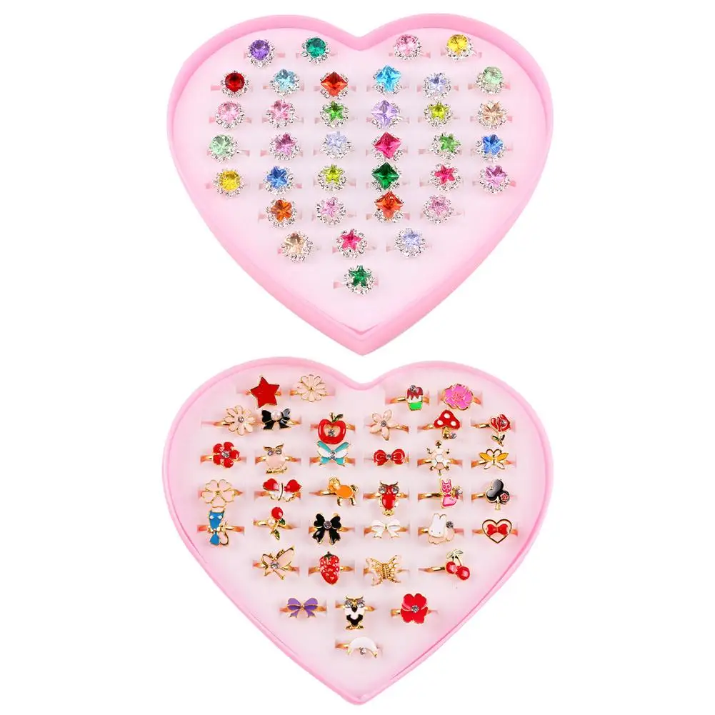 

Kids Play Rings Girls Advent Calendar 2021 Girls Dress Up Jewelry 36pcs Adjustable Cartoon Rings In Box Crystal Rainbow Ring