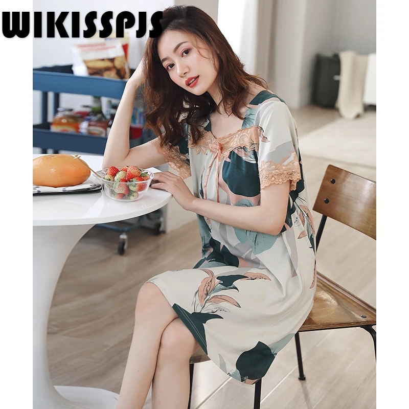 

Летняя женская Модальная ночная рубашка, Свободная Домашняя одежда большого размера, Женский комплект одежды, женская ночная рубашка