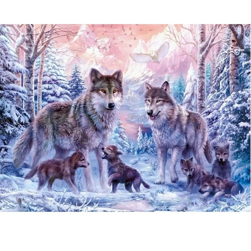 

5D DIY Full Square Round Resin Diamond Painting Animals Wolf Cross Stitch Embroidery Mosaic New Arrival Fall Decor