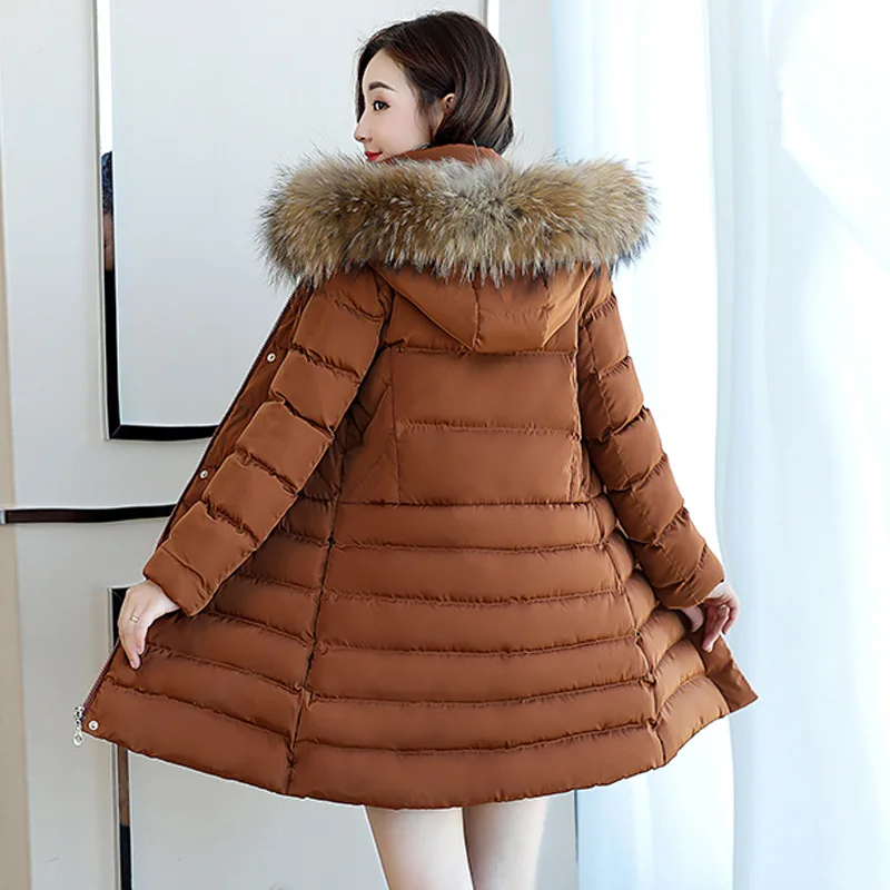 Женский пуховик теплое зимнее пальто женский на 90% белом утином пуху куртка с