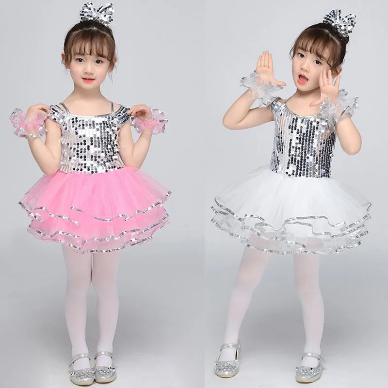 Modern kids dance costumes for sequins tutu dress girls salsa dancing wear Outfits |
