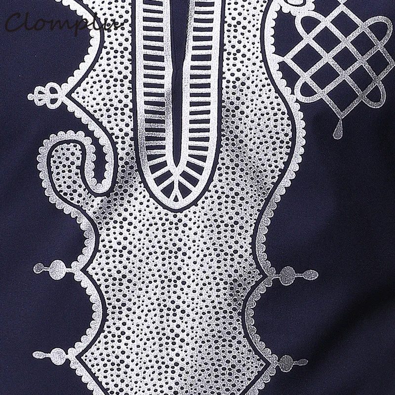 

Clomplu Dashiki Suit Men African Clothes New Fashion Printed Long Sleeve Shirts Black Red Navy Clothing