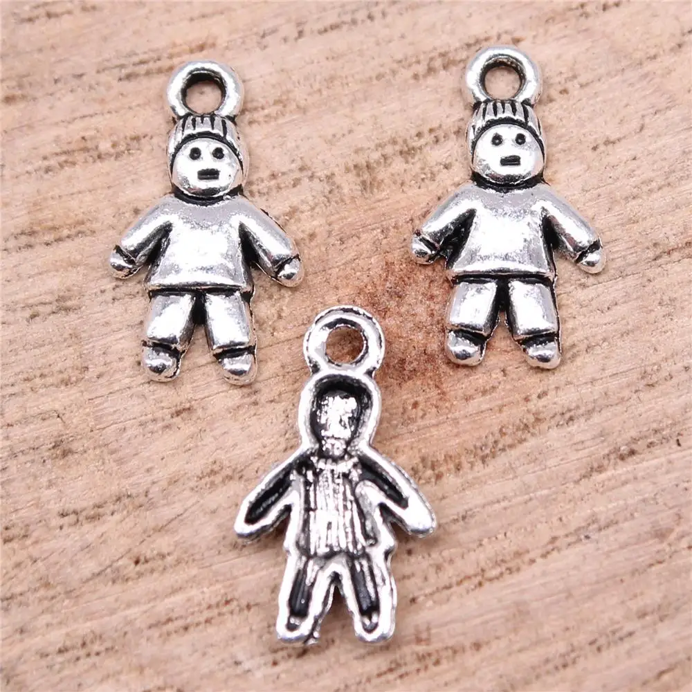 

Подвески для маленьких мальчиков, фурнитура для изготовления ювелирных изделий, цвет античное серебро, 40 шт., 16x9 мм