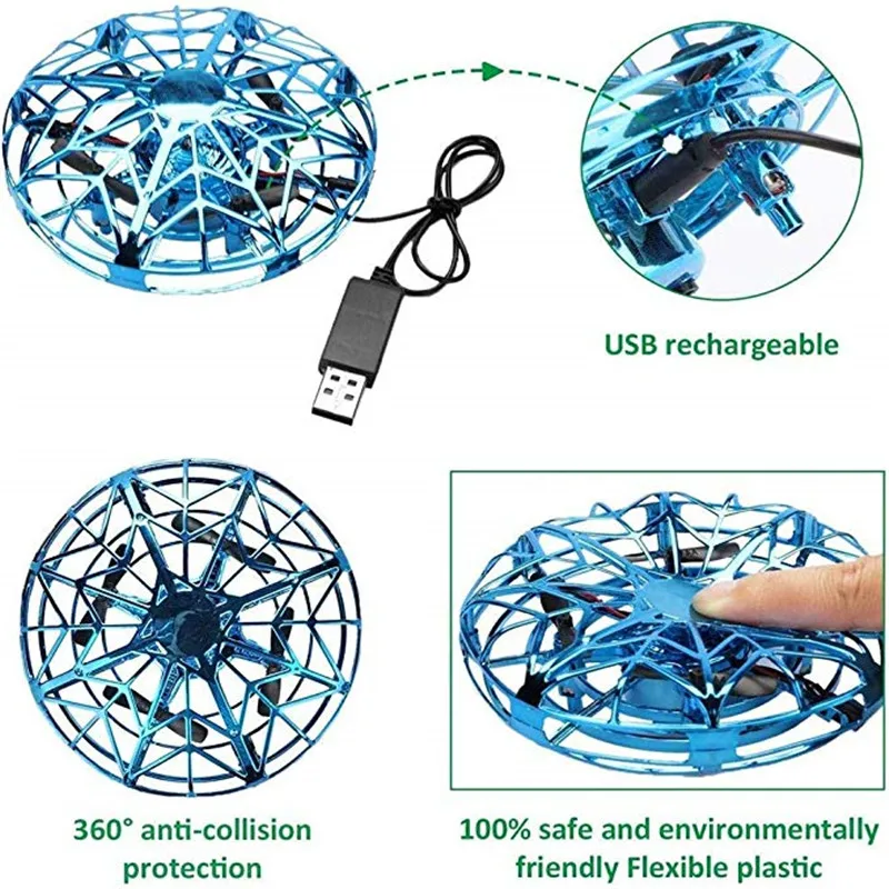 Мини-Дрон Quad Индукционная Левитация НЛО светодиодный светильник usb зарядка дети подарок на день рождения игрушки для мальчиков девочек взрослых