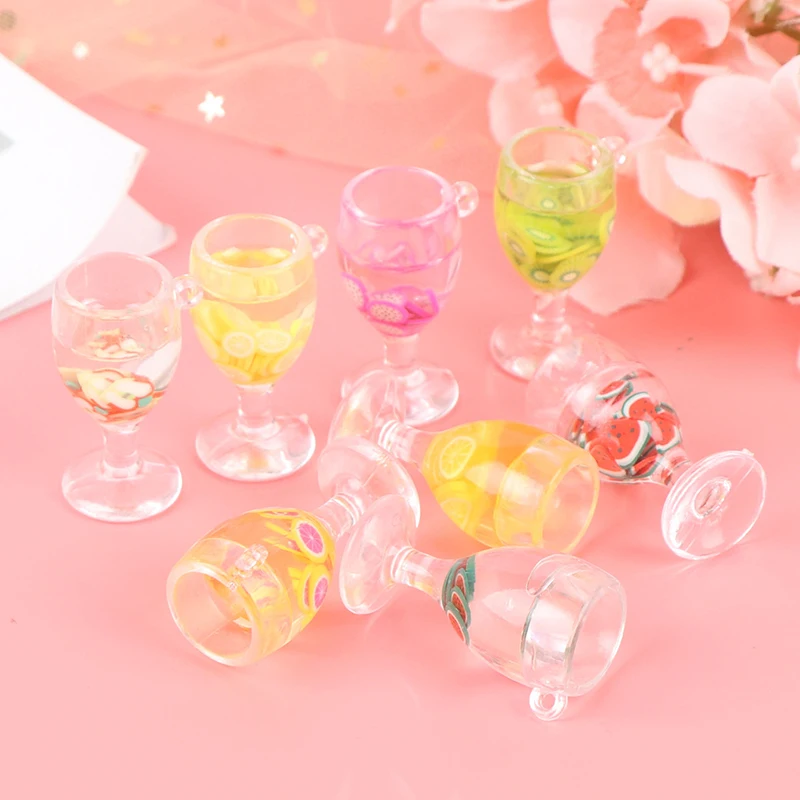 

1:12 Scale Mini Resin Fruit Simulation Drink For Dollhouse Miniature Toy Milk Tea Drink Doll Food Kitchen Accessories