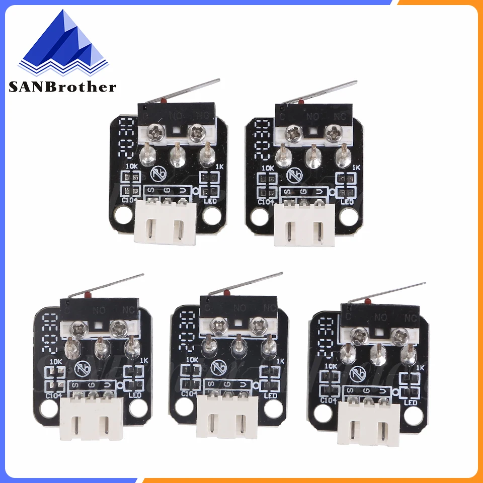 5Pcs 3D Printer Accessories X/Y/Z Axis End Stop Limit Switch 3Pin N/O N/C Control Easy to Use Micro Switch for CR-10 Series Ende