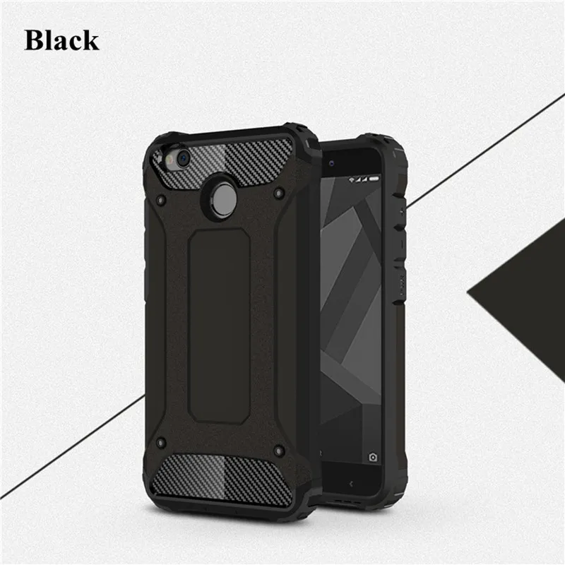 Black Чехол для Xiaomi Redmi 4X случае Роскошные Броня Гибридный ударопрочный Жесткий PC+ TPU Прочный Влияние для Redmi 4X Примечание 5 7 Pro 4X4 Чехол - Цвет: Black