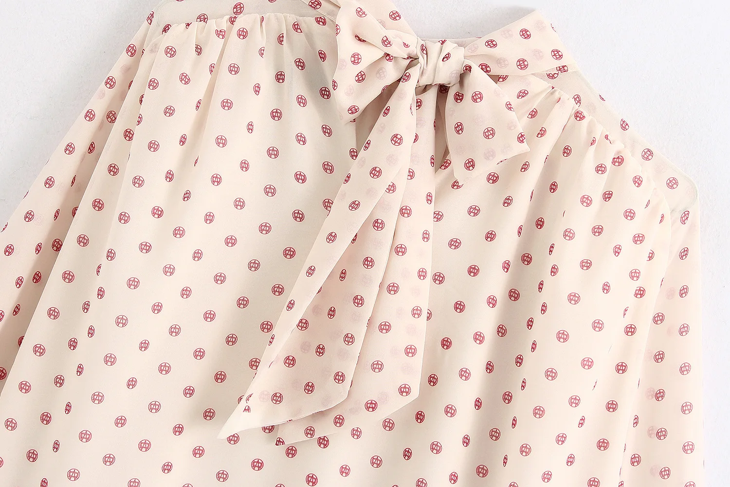 

Spring Autumn Women's Fashion Chiffon Top Stand Collar Printed Long Sleeve Loose T-shirt