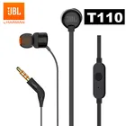 Проводные наушники JBL T110 3,5 мм, стереонаушники-вкладыши с глубокими басами для музыки 110, спортивные наушники с Управлением по линии, гарнитура с микрофоном для режима свободные руки