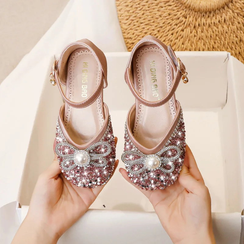 

New Spring/Summer Girls Princess Dress Dance Shoes Performance Student Children Rhinestone Cut-Outs Flat Baby Toddler Kids 03