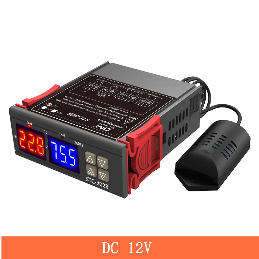 STC-3028 12VDC SHT2000 STC-3028 цифровой Температура регулятор влажности Измеритель 12V 110/220V 10A дома цифровой термостат гигростат инкубатор коробка - Цвет: STC-3028 12VDC