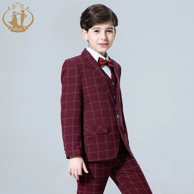 2021 Новые 3 предмета в комплекте детская одежда плед Свадебный Блейзер костюм для