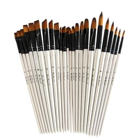 6 pcsset two tone nylon hair brush pearl white wood pole for oil paint for hair watercolor brush for beginners art paint brush