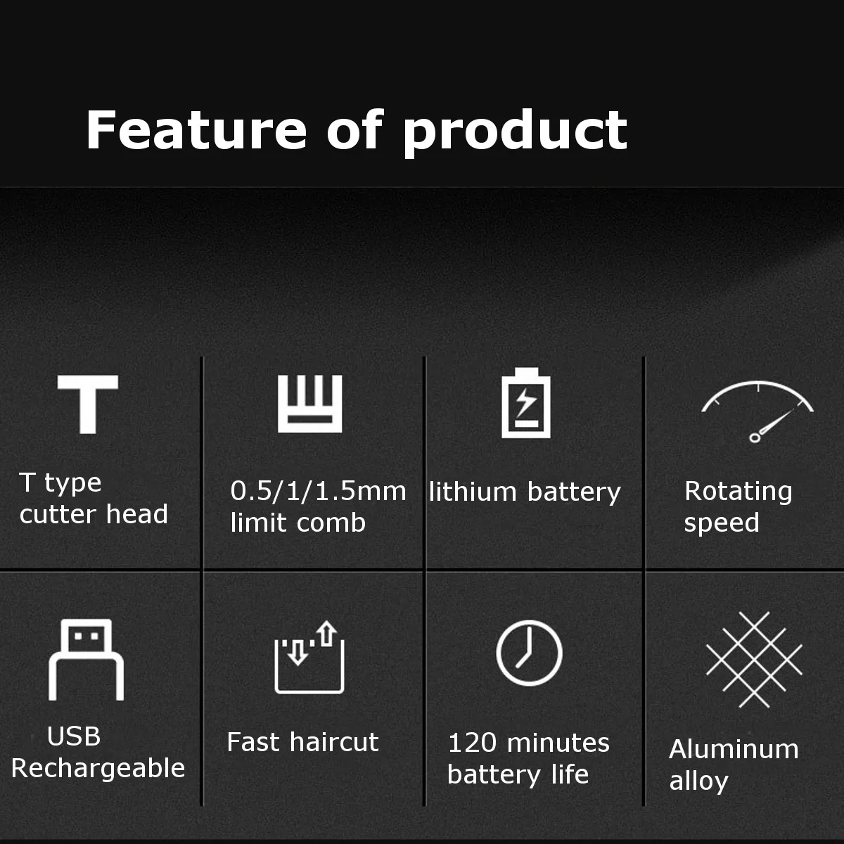 

T Type Electric Hair Clippe USB Rechargeable Cordless Trimmer For Men 0mm Baldheaded Hair Clippers Men