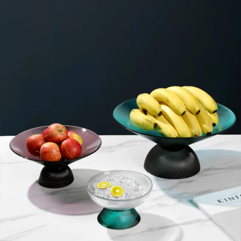 

European Light Luxury Glass Fruit Plate Home Table Decoration Creative Coffee Table Dining Table Storage Snack Tray Fruit Pot