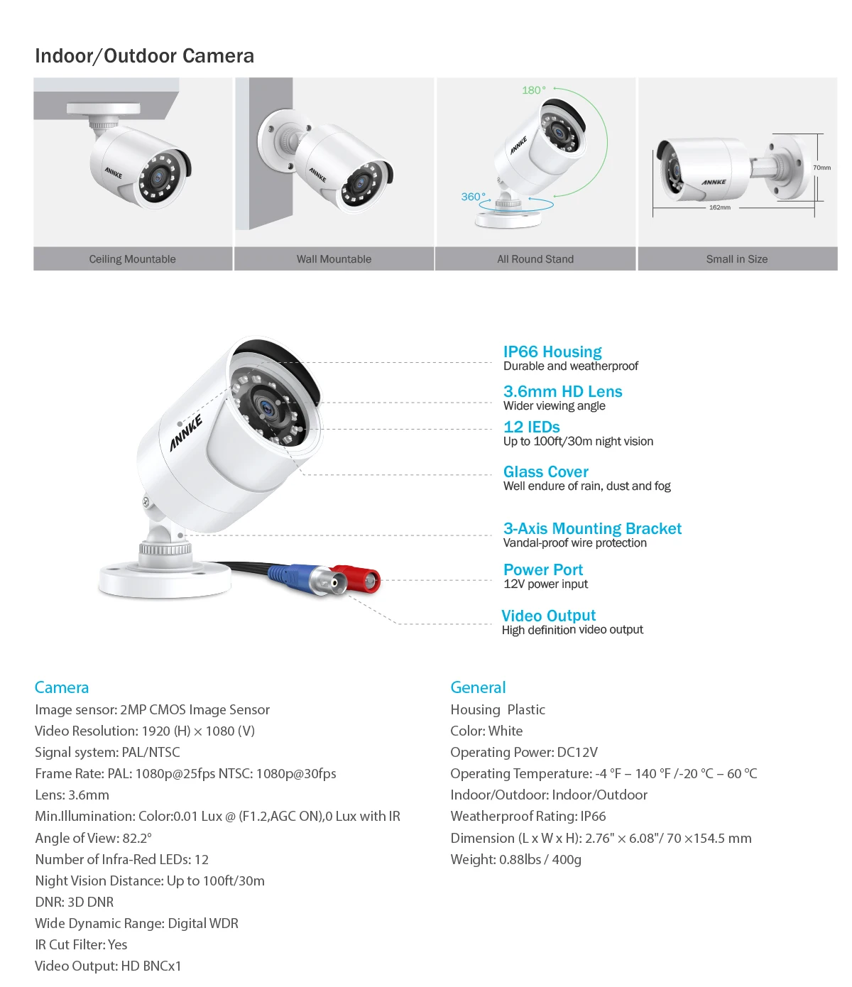 ANNKE 4CH 1080P CCTV камеры DVR системы 4 шт. водонепроницаемый 2.0MP HD-TVI пуля камера s домашний комплект видеонаблюдения белого цвета