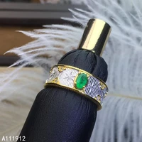 kjjeaxcmy fine jewelry natural emerald 925 sterling silver new adjustable gemstone women men ring support test popular trendy