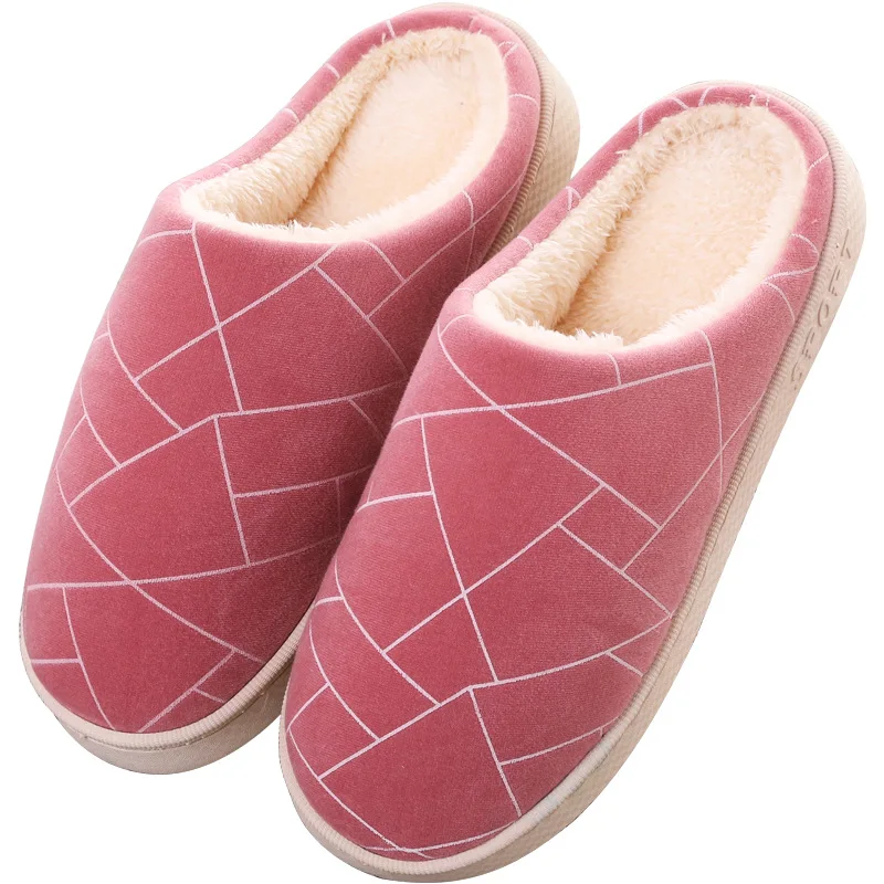 

Cotton High Quality Unisex Slippers Indoor Winter Women Flat Slippers Geometry Ladies Soft Shallow Flat Slippers