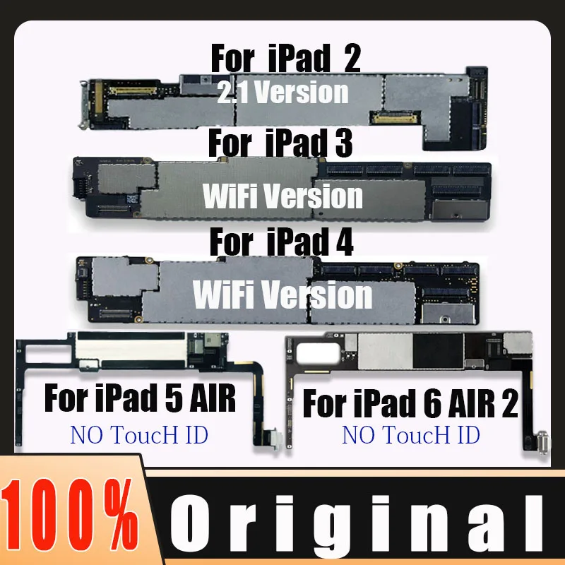 

A1395 A1416 A1403 A1458 A1566 A1474 Wifi Free iCloud Logic Main Boards for iPad 2 3 4 Air 1 2 Motherboard 16GB 32GB 64GB