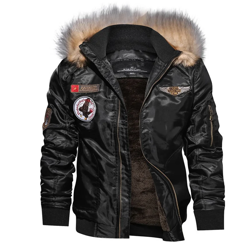 

Men's Fleece Winter Jacket Military Thicken Cooton Parkas Male Casual Faux Fur Collar Bomber Coat chaquetas hombre Plus Size 4XL