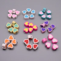 love heart shape polymer clay pendants diy jewelry findings clay spacer beads for jewelry making earring necklace accessory